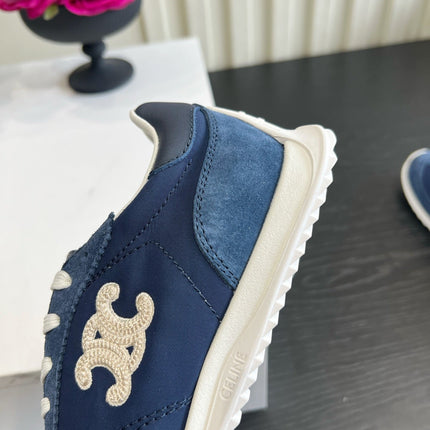 CELINE 26S LOW TOP SNEAKERS IN BLUE SUEDE AND FABRIC