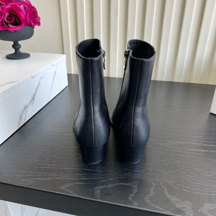 CELINE 26S ANKLE COWBOY BOOTS IN BLACK CALFSKIN POINTED TOE