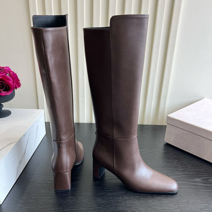 JIMMY CHOO 26S KNEE HIGH BOOTS 60 MM IN DARK BROWN CALFSKIN