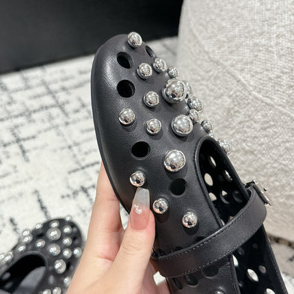ALAIA PEARL MARY JANE SHOES IN BLACK LAMBSKIN