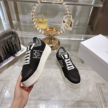 CD STAR SNEAKER 4CM IN BLACK AND WHITE MESH FABRIC