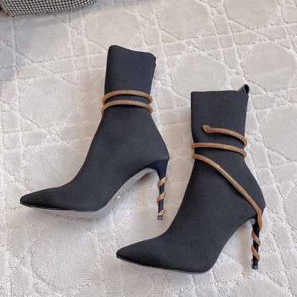 MARGOT BLACK AND GOLD ANKLE BOOT 95 MM