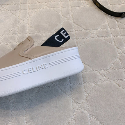 CELINE 26S WEDGE MULES MM IN BEIGE SMOOTH CALFSKIN