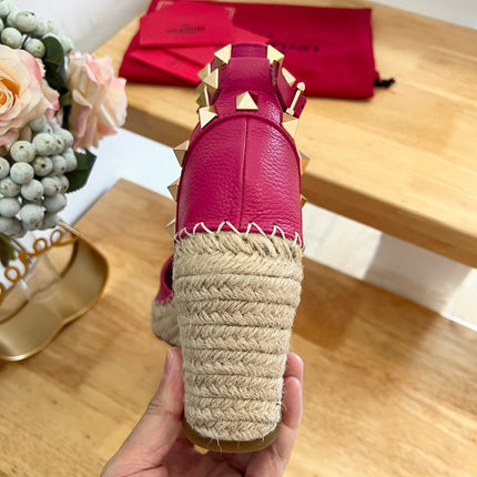 VALENTINO 26S WEDGE SHOES IN DARK PINK CALFSKIN