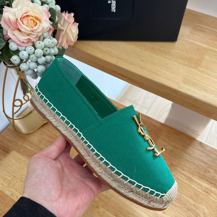 SL YVES LOGO SLIP ON DARK GREEN CANVAS