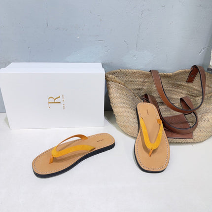 THE ROW 26S THONG SANDALS IN BROWN CALFSKIN