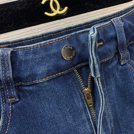 PRADA 26S DENIM MINI SKIRT FLARED JEANS 1341