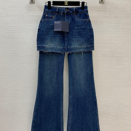 PRADA 26S DENIM MINI SKIRT FLARED JEANS 1341