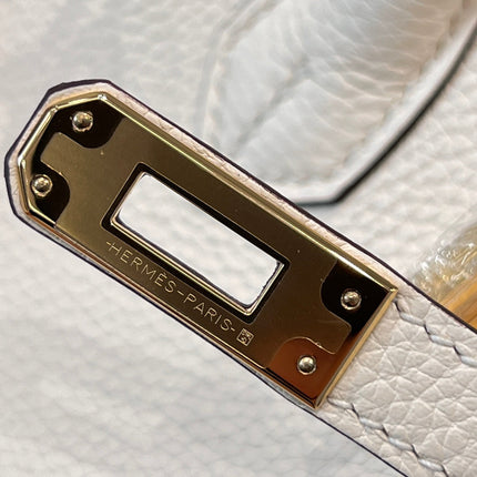 HM 25S BIRKIN 25 CM IN CREAM WHITE TOGO WITH KEY GOLD