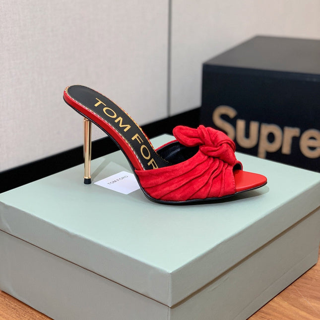 HIGH HEEL MULE 10 CM IN CHERRY RED SUEDE