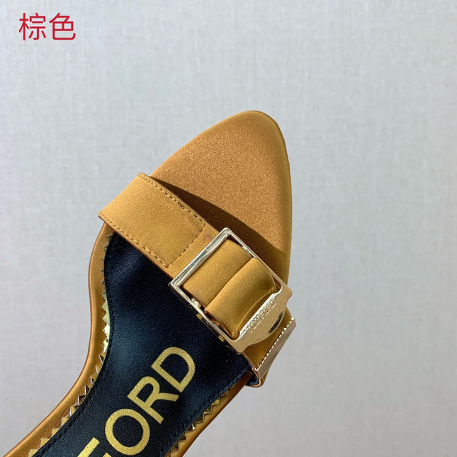 ANKLE SANDAL 10 CM IN CIDER ORANGE SILK AND SHEEPSKIN
