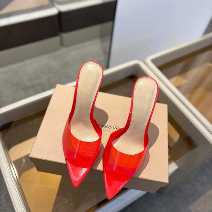 GIANVITO ROSSI 26S HEELED SANDALS 105 MM IN RED CALFSKIN