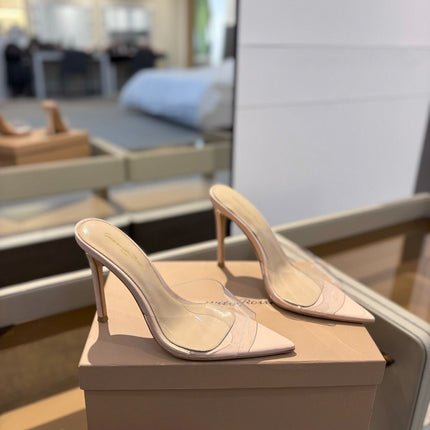 GIANVITO ROSSI 26S HEELED SANDALS 105 MM IN LIGHT NUDE CALFSKIN