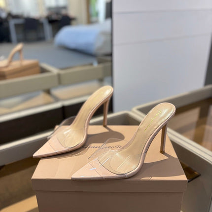GIANVITO ROSSI 26S HEELED SANDALS 105 MM IN LIGHT NUDE CALFSKIN
