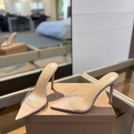 GIANVITO ROSSI 26S HEELED SANDALS 105 MM IN LIGHT NUDE CALFSKIN