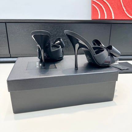 YSL 26S HEELED SANDALS 105 MM IN BLACK SATIN