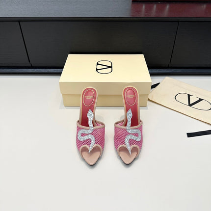 VALENTINO 26S SNAKE STRAP SANDALS 100 MM IN BEIGE CALFSKIN AND PINK MESH