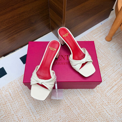 VALENTINO 26S BLOCK-HEEL SANDALS 65 MM IN CREAM WHITE CALFSKIN