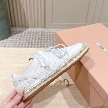 MIUMIU 25S ESPASNEAK ESPADRILLE SNEAKERS IN WHITE CANVAS