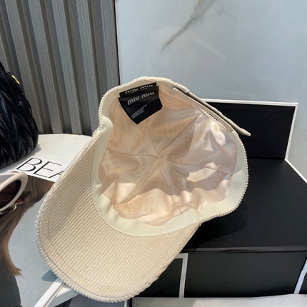 MIUMIU BASEBALL CAP IN CREAM WHITE VELVET