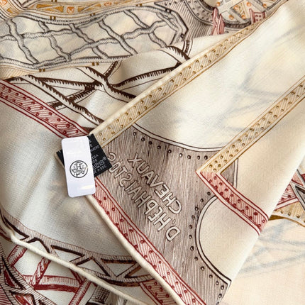 HERMES 26S SCARF 140 IN SILK AND CASHMERE 498304