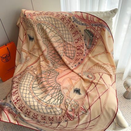 HERMES 26S SCARF 140 IN SILK AND CASHMERE 498305
