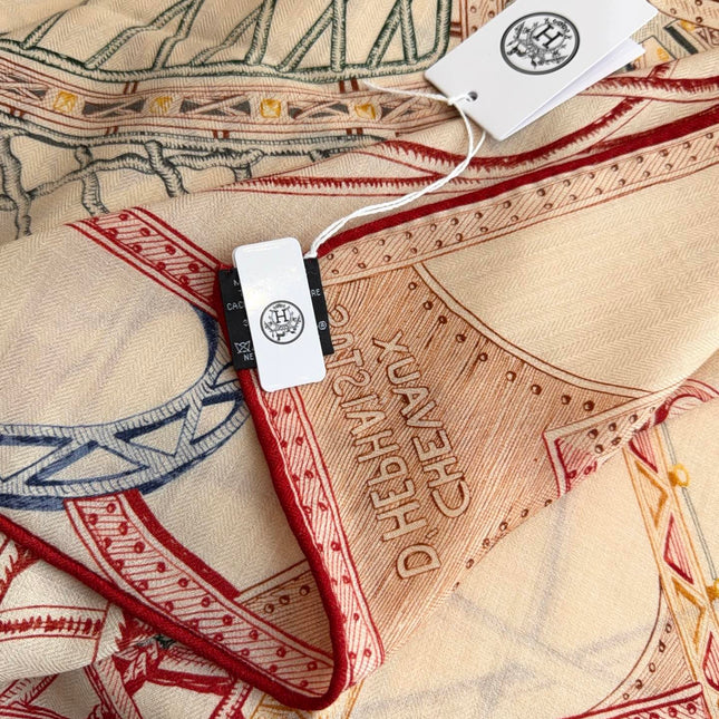 HERMES 26S SCARF 140 IN SILK AND CASHMERE 498305