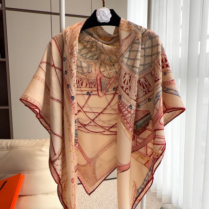HERMES 26S SCARF 140 IN SILK AND CASHMERE 498305