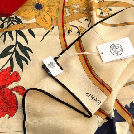 HERMES 26S SCARF 140 IN SILK AND CASHMERE 498306