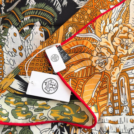 HERMES 26S SCARF 140 IN SILK AND CASHMERE 498307