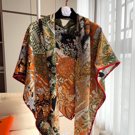 HERMES 26S SCARF 140 IN SILK AND CASHMERE 498307