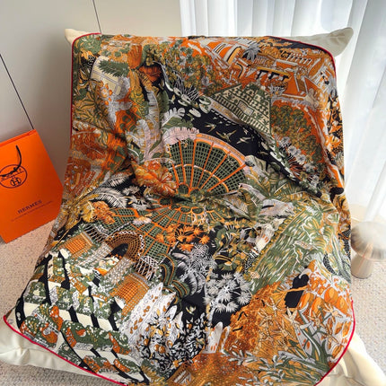 HERMES 26S SCARF 140 IN SILK AND CASHMERE 498307