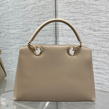 DIOR 26S CIGALE BAG 28 IN BEIGE TAUPE SMOOTH CALFSKIN GOLD HARDWARE