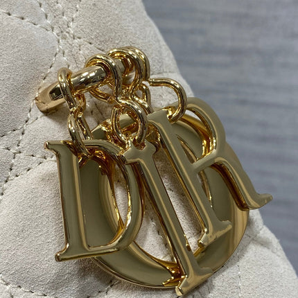 DIOR 26S SMALL DIOR TOUJOURS HOBO BAG 27 IN CREAMY WHITE SUEDE GOLD HARDWARE