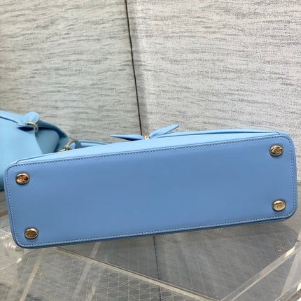 DIOR 26S LARGE CIGALE BAG 33 IN LIGHT BLUE SMOOTH CALFSKIN GOLD HARDWARE