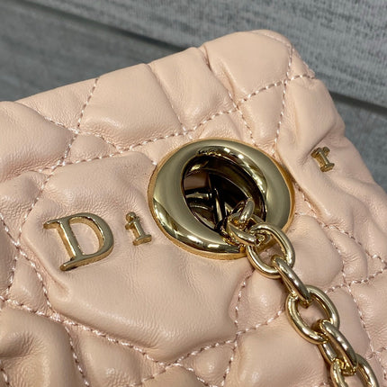 DIOR 26S MILLY-LA-FORET BAG 33 IN LIGHT PINK PUFFY MACROCANNAGE CALFSKIN GOLD HARDWARE