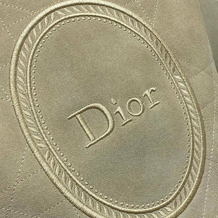 DIOR 26S MEDAILLON BUCKET BAG 34 IN BEIGE SUEDE SILVER HARDWARE