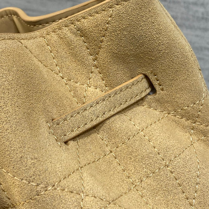DIOR 26S BUCKET BAG 27 IN BEIGE SUEDE GOLD HARDWARE