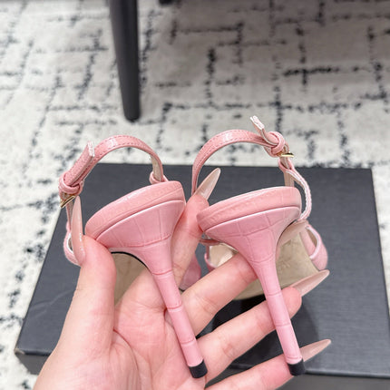 VALENTINO 26S SLINGBACKS 80 MM IN LIGHT PINK CROC EMBOSSED CALFSKIN