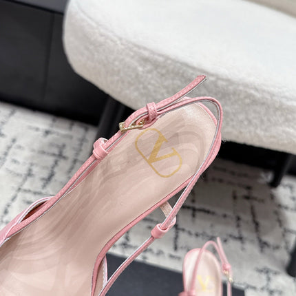 VALENTINO 26S SLINGBACKS 80 MM IN LIGHT PINK CROC EMBOSSED CALFSKIN