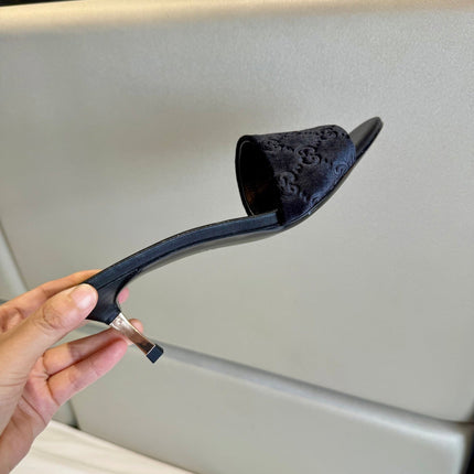 GUCCI 26S SLIDE SANDALS 55 MM IN BLACK VELVET