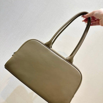 CHANEL 26S CLASSIC BOWLING BAG 30 IN OLIVE GREEN CALFSKIN