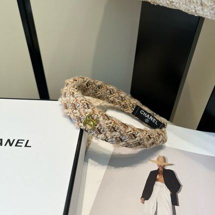 CHANEL 26S HEADBAND IN BEIGE AND BROWN TWEED 505321