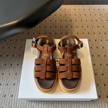PRADA 26S SANDALS 55MM IN BROWN SUEDE