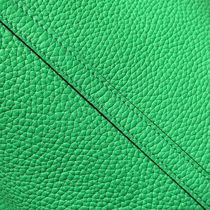 HERMES 25S PICOTIN LOCK 22 IN SPRING GREEN CALFSKIN SILVER HARDWARE
