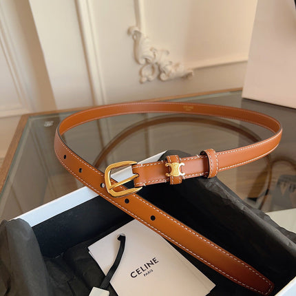 CELINE 26S BELT 18 MM IN BROWN CALFSKIN 658524
