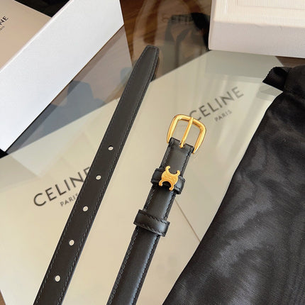 CELINE 26S BELT 18 MM IN BLACK CALFSKIN 658526