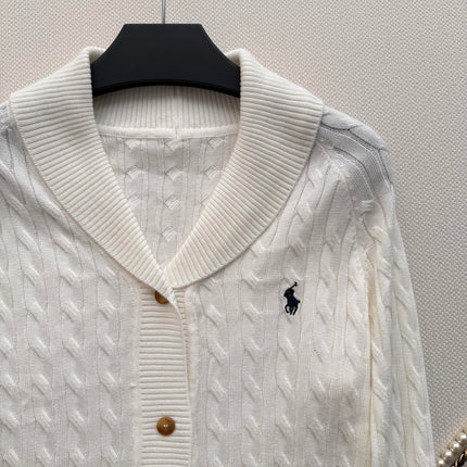 RALPH LAUREN 26S SHAWL-COLLAR CABLE-KNIT CARDIGAN 752