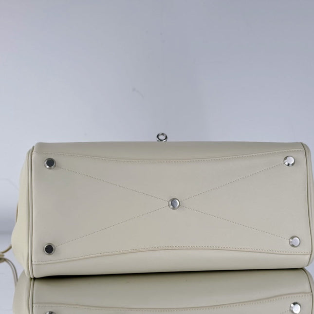 BEL AIR CARRY ALL BAG 29 IN WHITE NAPPA LAMBSKIN SILVER HARDWARE