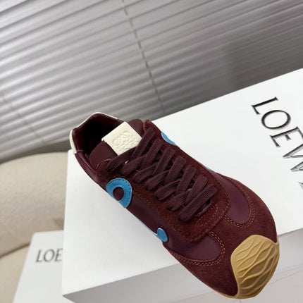 LOEWE 26S BALLET RUNNER 2.0 IN BURGUNDY RED NYLON AND CALFSKIN